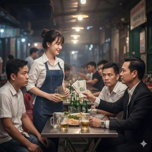 Cô sinh viên trẻ đẹp rửa cốc ở quán bia được vị giám đốc boa cho 1 triệu và hỏi tên cô gái. Chỉ đúng 1 tuần sau, vợ con ôn