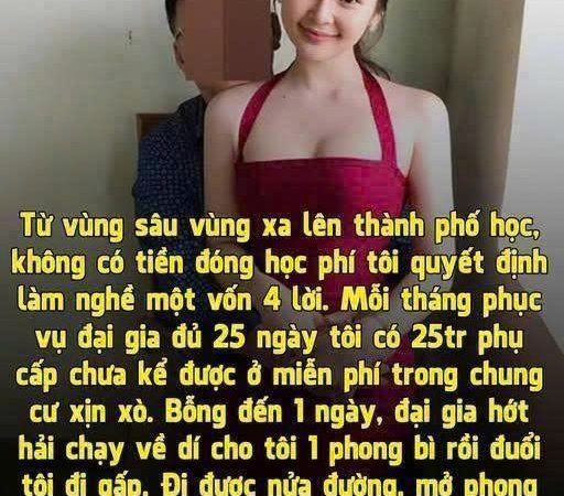 Từ vùng sâu vùng xa lên thành phố học, không có tiền đóng học phí tôi quyết định làm nghề một vốn 4 lời. Mỗi tháng tiếp 10 vị “kh:ách V.IP”