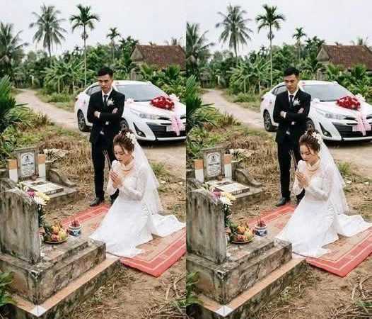 Về nhà chồng mới, cô dâu ghé thăm nghĩa trang chồng cũ
